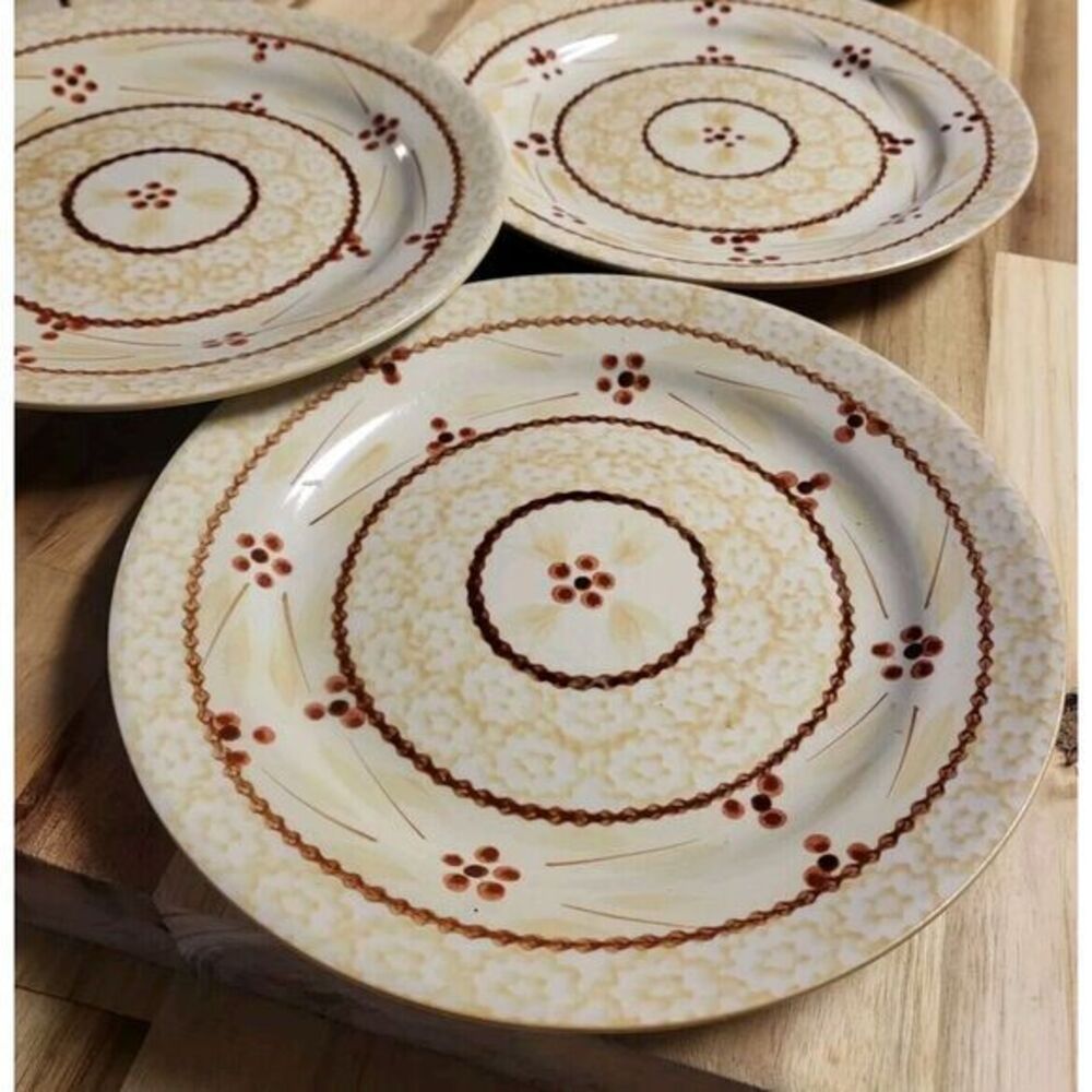 3 Each Temptations Bakeware Old World 7.5"‎ Plate, Underplate, Brown And Tan